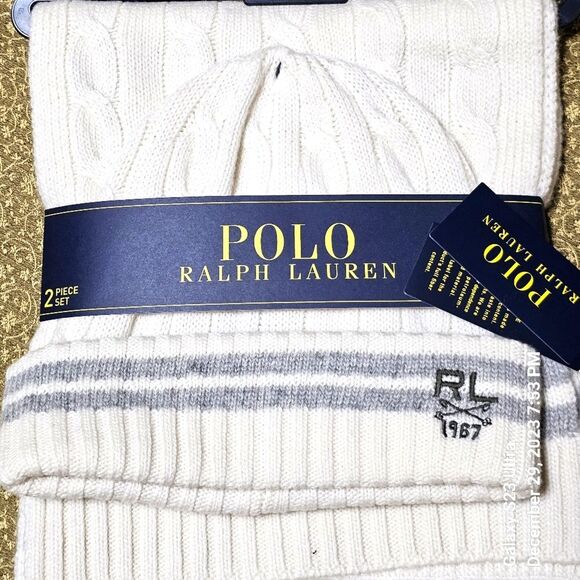 NWT Polo Ralph Lauren Hat and Scarf Set, Wool Blend - Picture 1 of 3